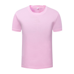 亲子款粉红色纯棉圆领T恤衫
